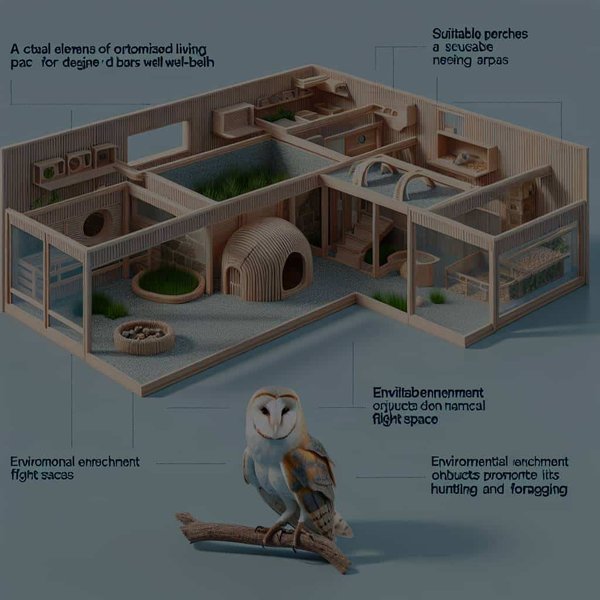 Comment optimiser l'espace de vie d'une chouette effraie en captivité pour son épanouissement ?